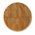 Décoration murale ronde 80 cm en bois naturel à relief géométrique