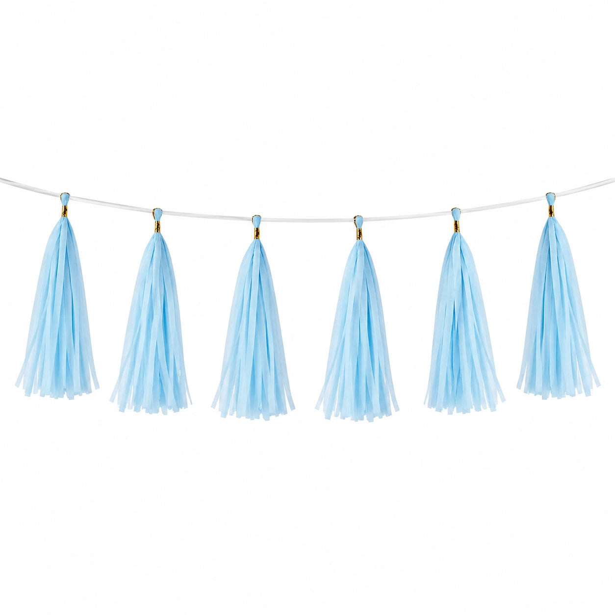 Guirlande décorative 300 cm en papier bleu ciel à pampilles pour fête