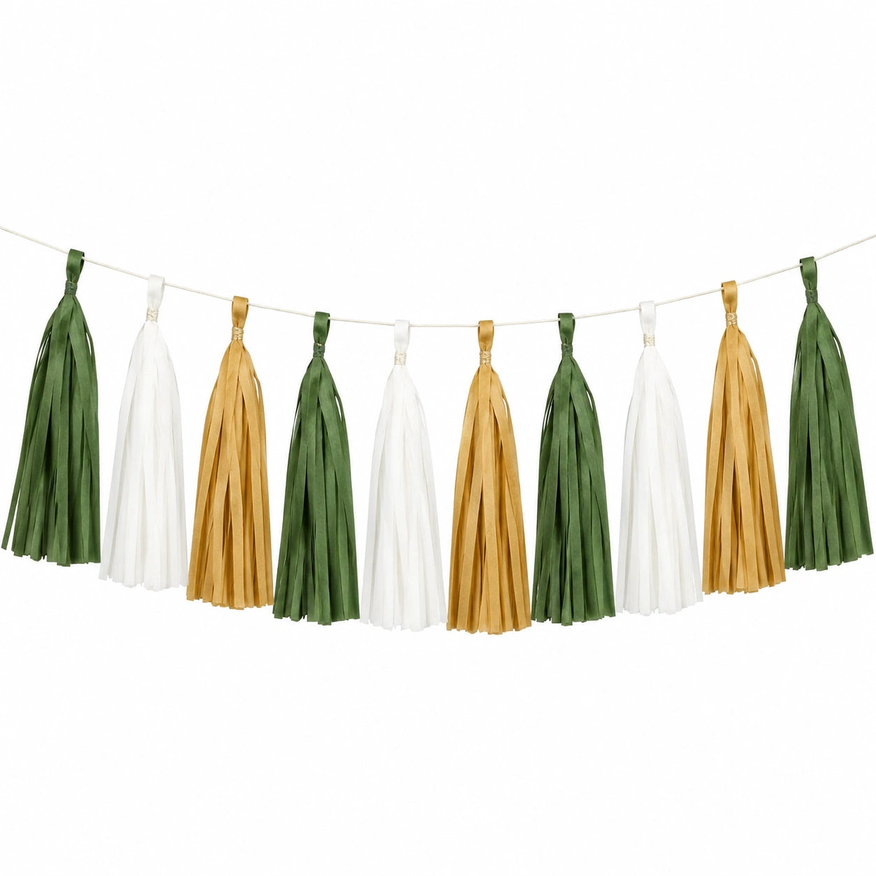 Guirlande à pampilles 300 cm en papier vert blanc doré décoration de fête