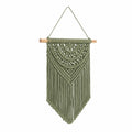 Décoration murale macramé 40 x 75 cm corde vert sauge style bohème