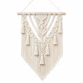 Tenture murale macramé 50 x 85 cm coton écru style bohème à suspendre