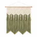Tenture murale macramé 75 x 100 cm coton vert et écru décoration bohème