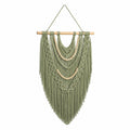 Tenture murale macramé 50 x 90 cm en coton vert sauge style bohème