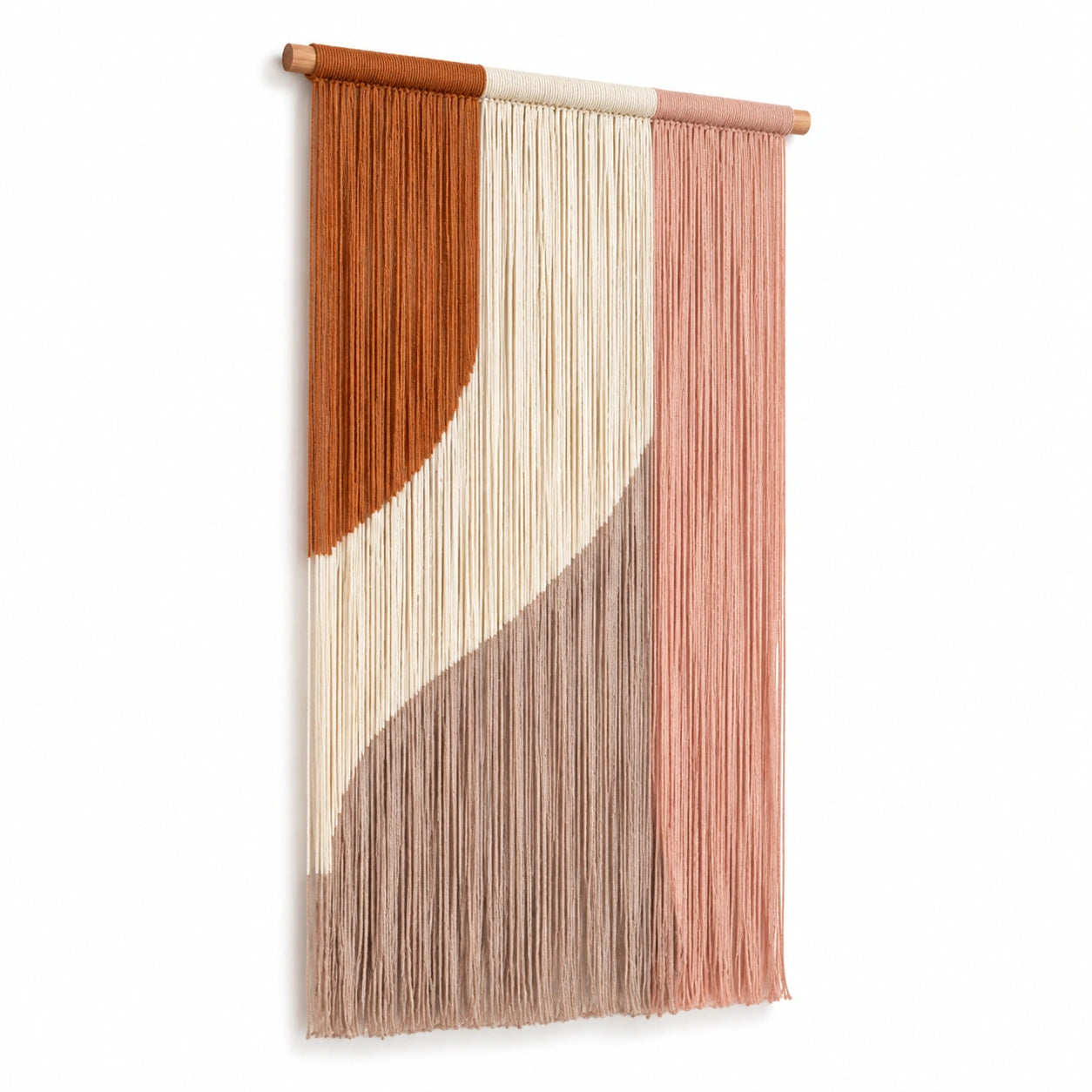 Tenture murale 60 x 100 cm en fils textiles multicolores style bohème