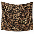 Tenture murale 150 x 150 cm en polyester beige marron noir motif léopard avec œillets