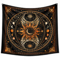 Tenture murale 150 x 150 cm en polyester noir et orange motif céleste décorative